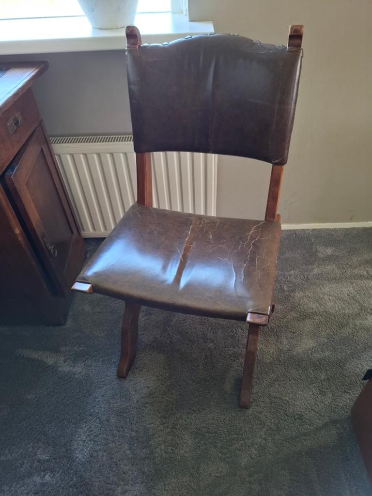 Vintage leren stoel - Bruin t.e.a.b., Ophalen