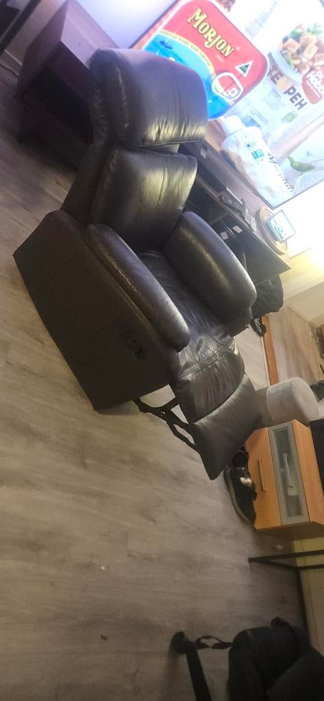 Verstelbare relaxstoel / fauteuil – leerlook – 1x1 meter, Overige materialen, Gebruikt, Modern, Comfort, 75 tot 100 cm