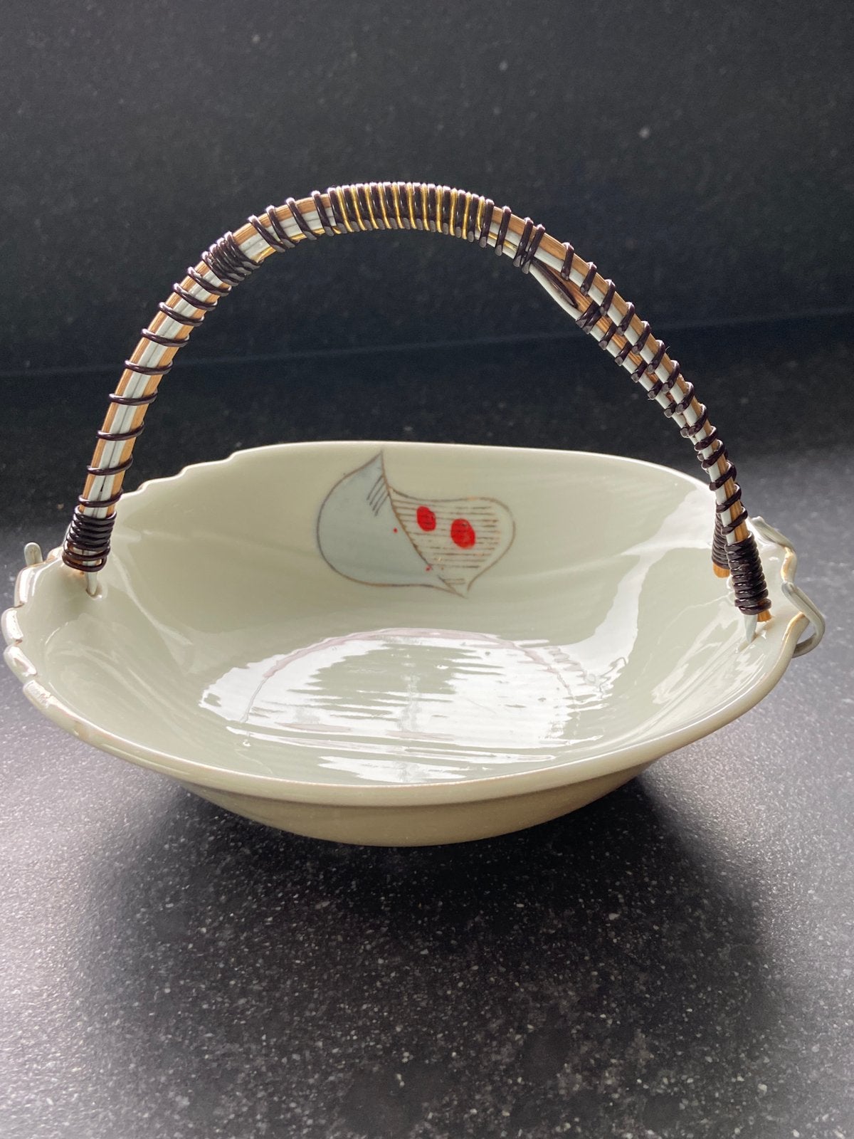 Vintage schaaltje met bamboe hengsel chocolaatjes retro 70, Antiek en Kunst, Curiosa en Brocante, Ophalen of Verzenden