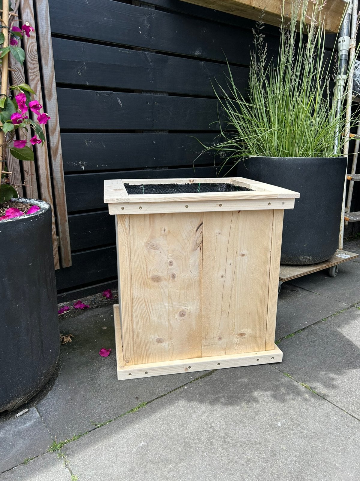 Plantenbak inclusief worteldoek, Tuin en Terras, Ophalen, Vierkant, Zo goed als nieuw, Hout
