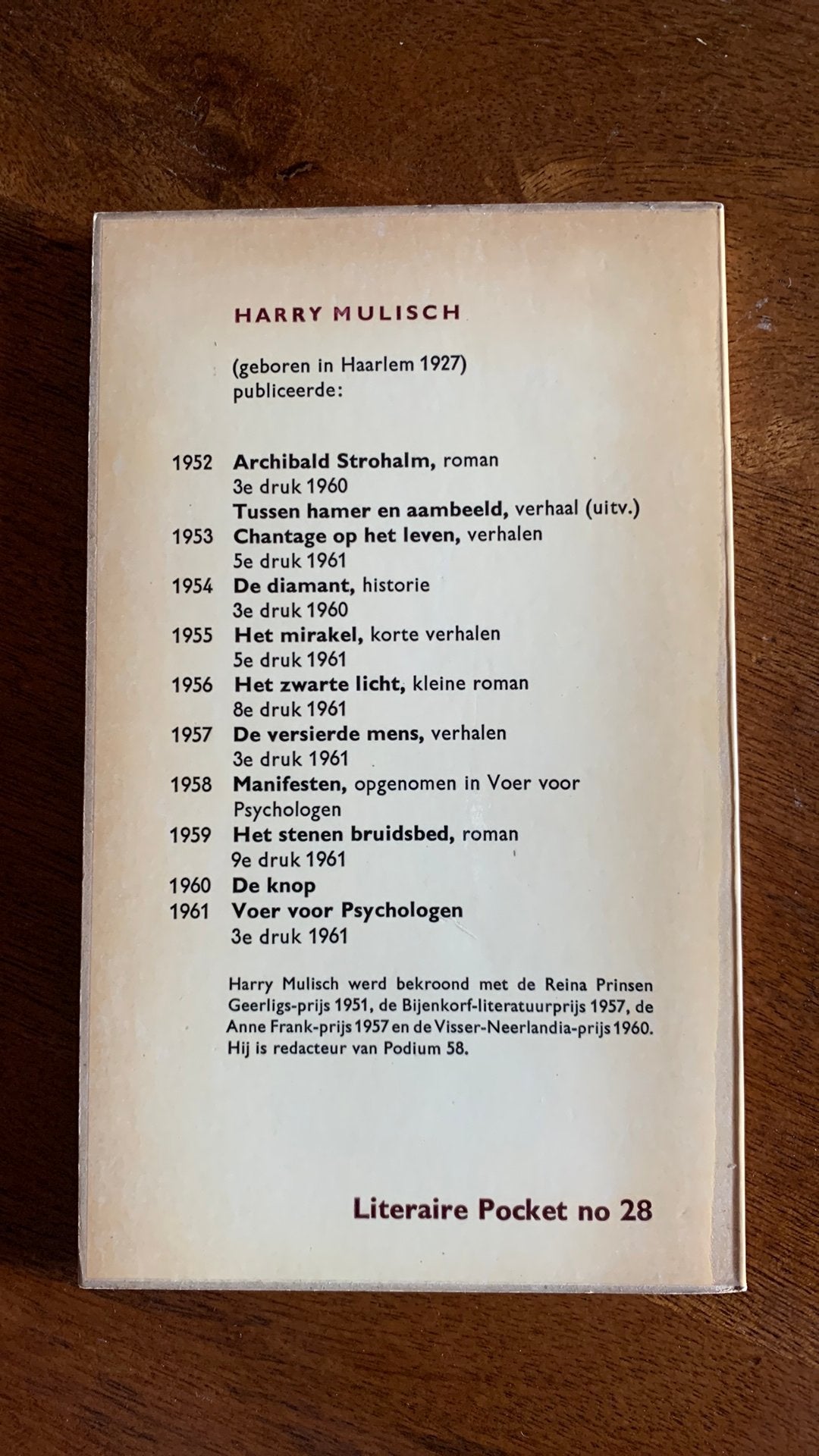 Chantage op het leven - Harry Mulisch (1961), Ophalen of Verzenden, Zo goed als nieuw, Nederland