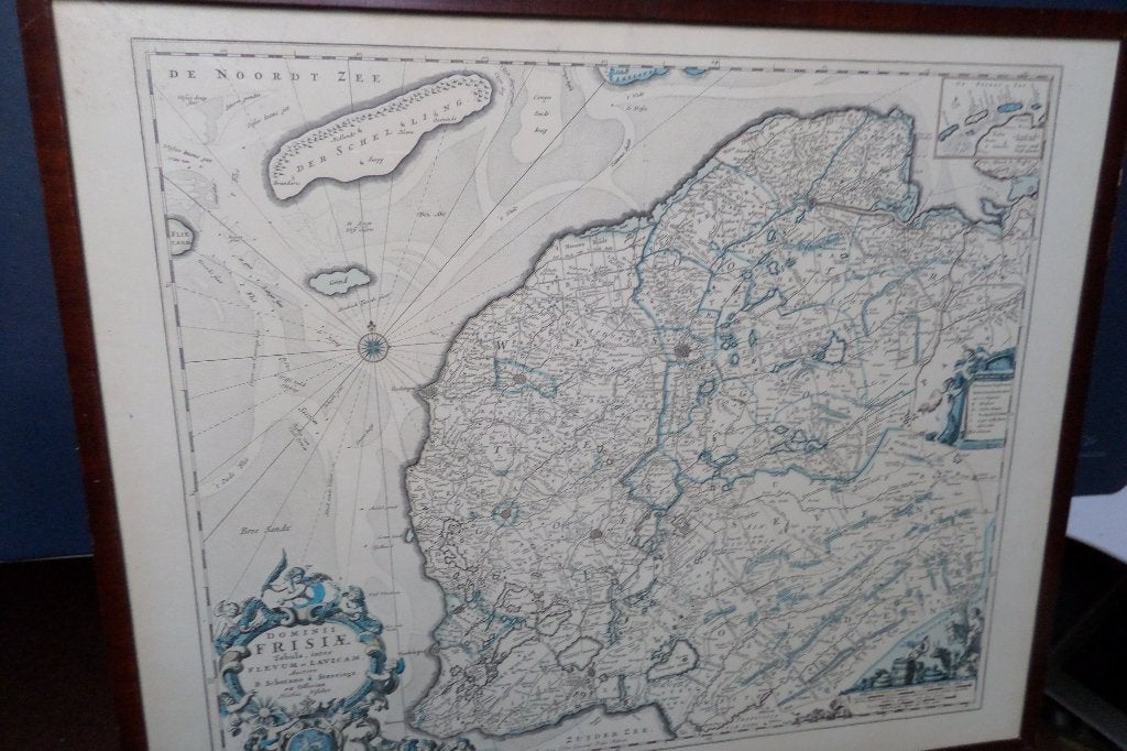Historische kaart van Friesland - 1698 - Origineel - €350,=, Ophalen, 67 cm, 56 cm, 1600 - 1699