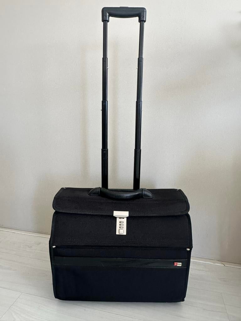 Hulshof Business Trolley - Zwart met Wieltjes, Ophalen, 40 tot 60 cm, 20 tot 30 cm, Zwart