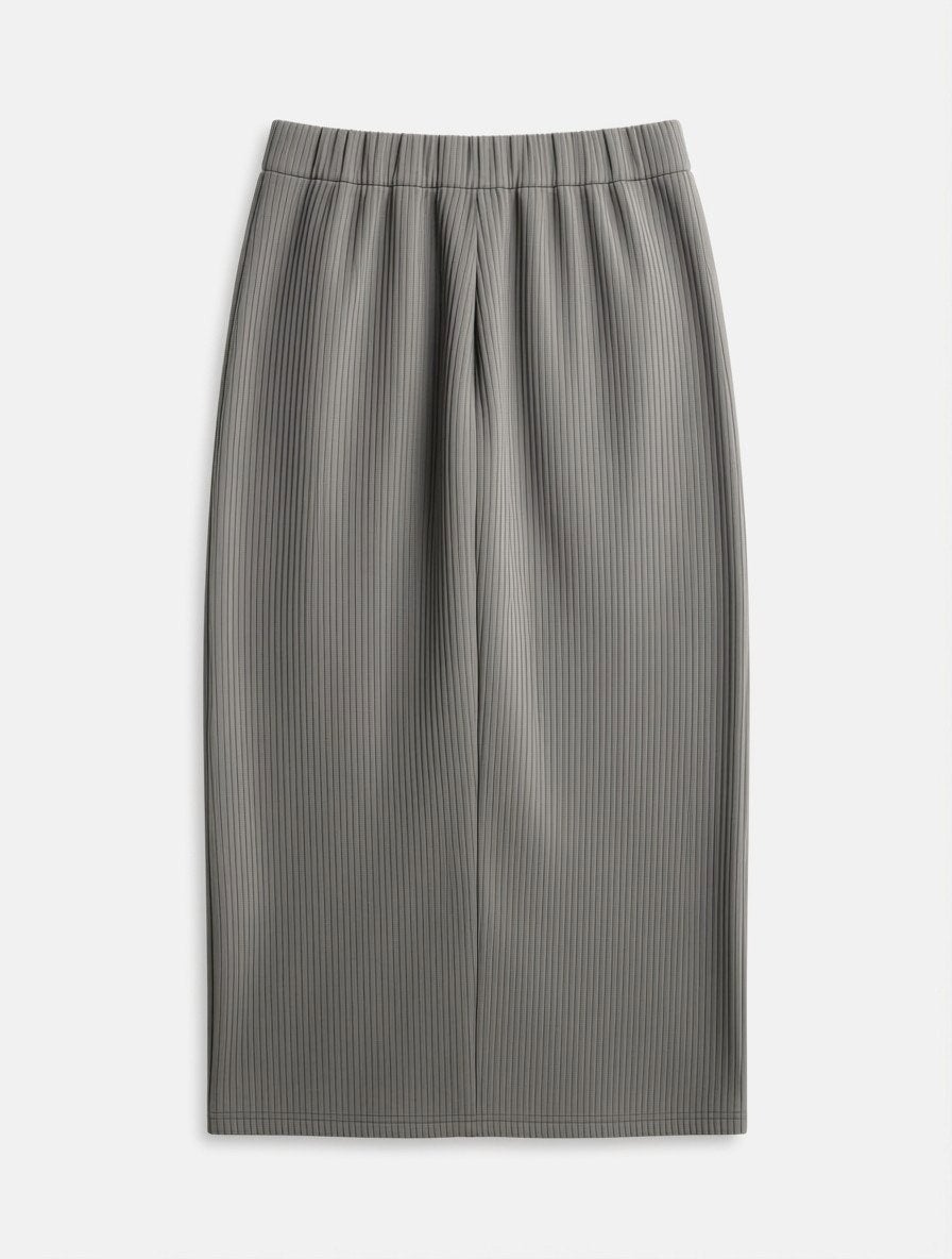 SHEIN Geribbelde Midi Rok met Split - Maat L, Kleding | Dames, Maat 42/44 (L), Ophalen of Verzenden, Zo goed als nieuw, Knielengte