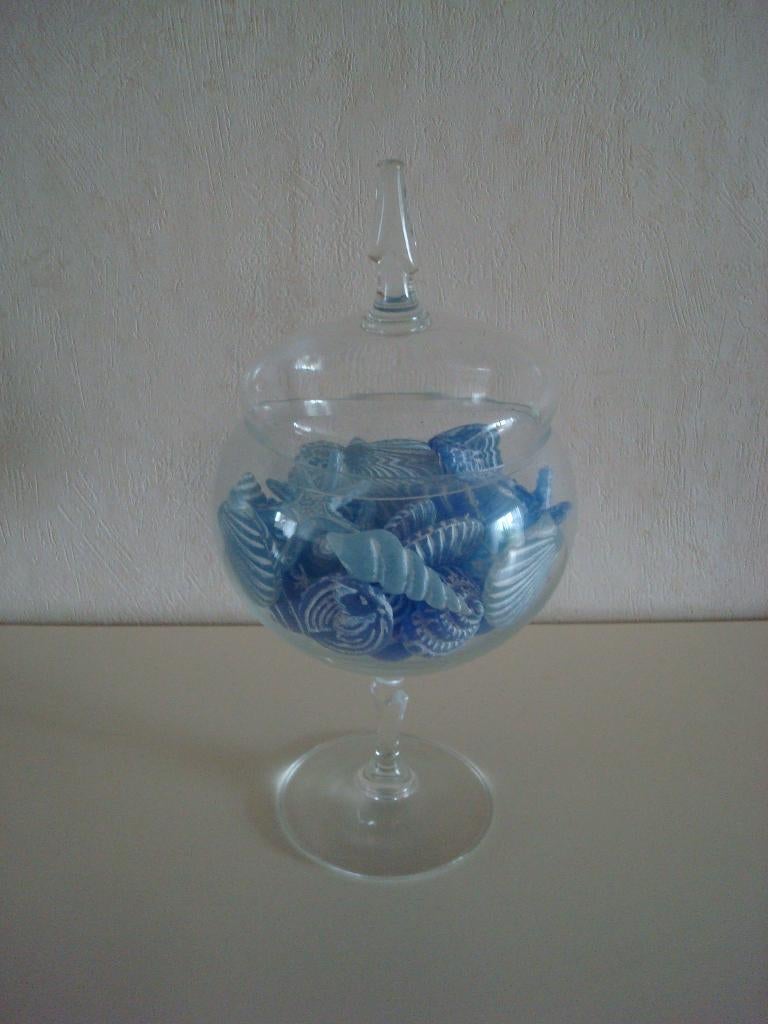Glazen pot met deksel en schelpen, Ophalen of Verzenden