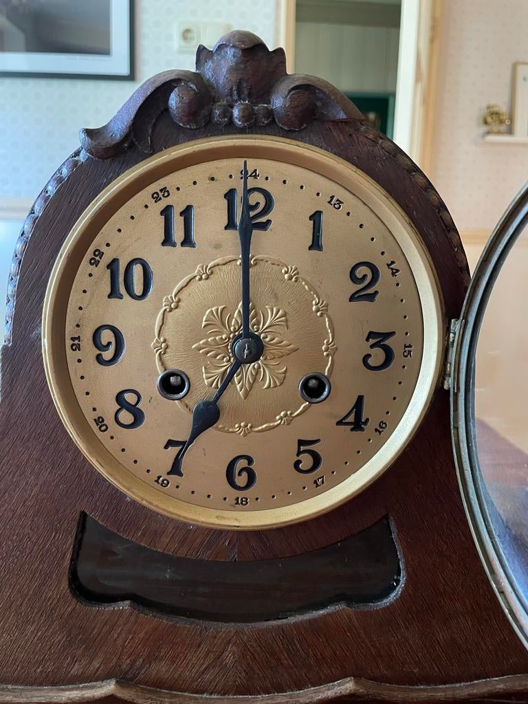 Antieke houten pendule klok - Klassiek design, Ophalen of Verzenden