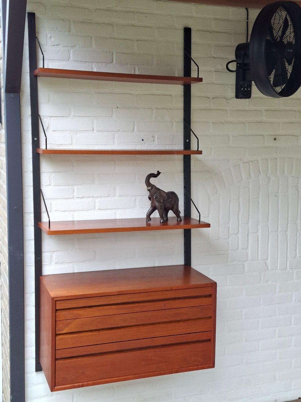 Vintage retro kast wandsysteem Poul Cadovius Deens Design ., Ophalen, Met plank(en), Gebruikt, Teakhout