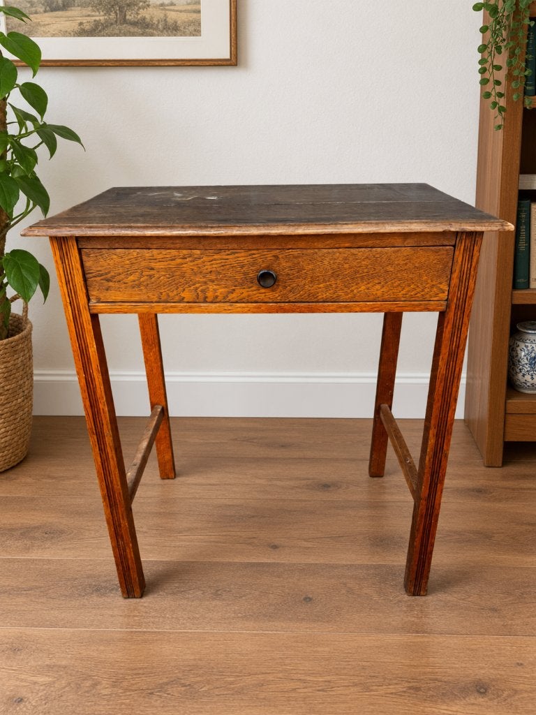 Klein Antiek Bureautje, Schrijftafel, Art Deco, Jaren 30, Huis en Inrichting, Ophalen, Met lades, Gebruikt, Hout