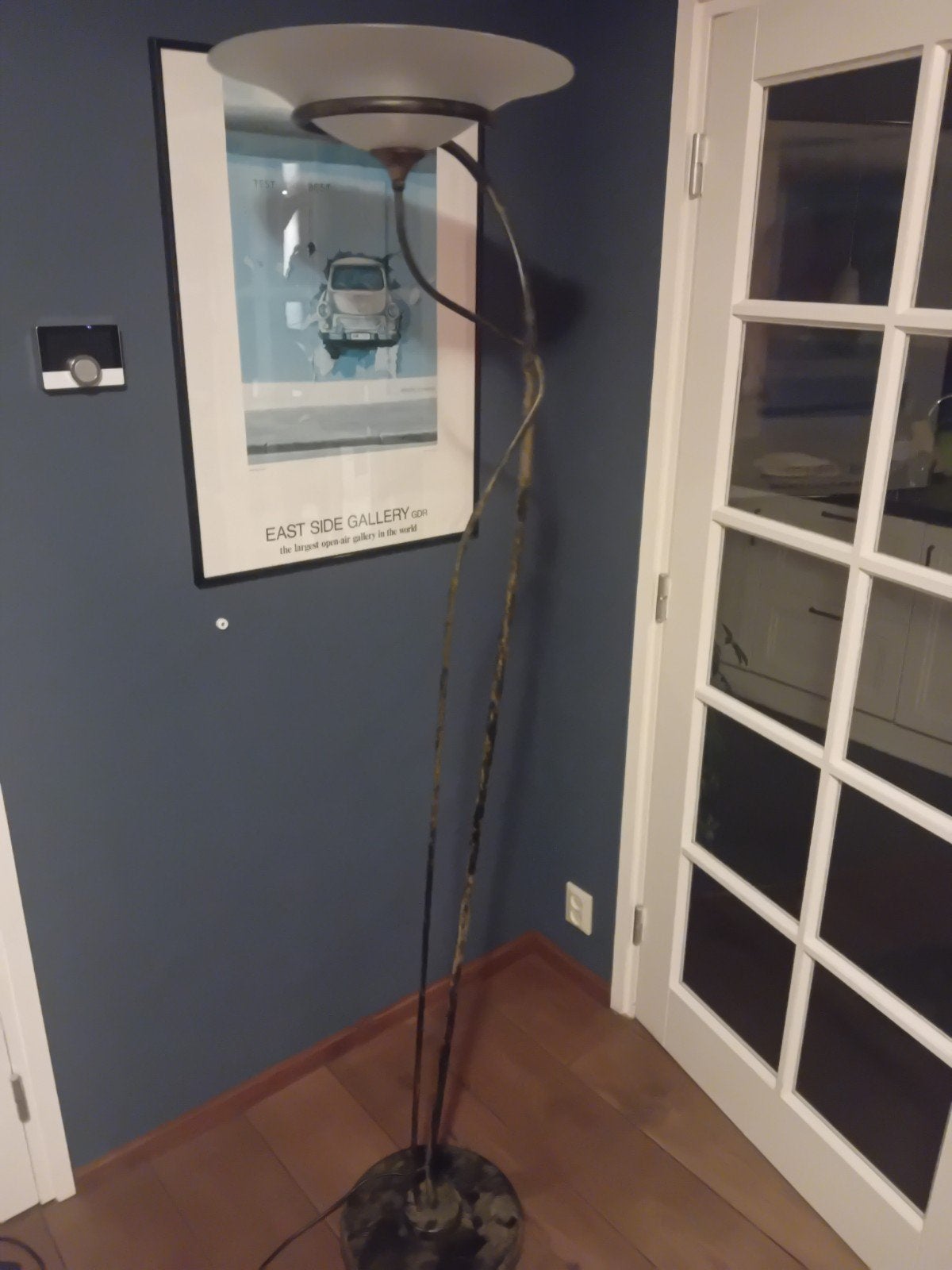 Stijlvolle vloerlamp met glazen kap, Ophalen, Gebruikt, Modern, Sfeervol, E27 (groot)