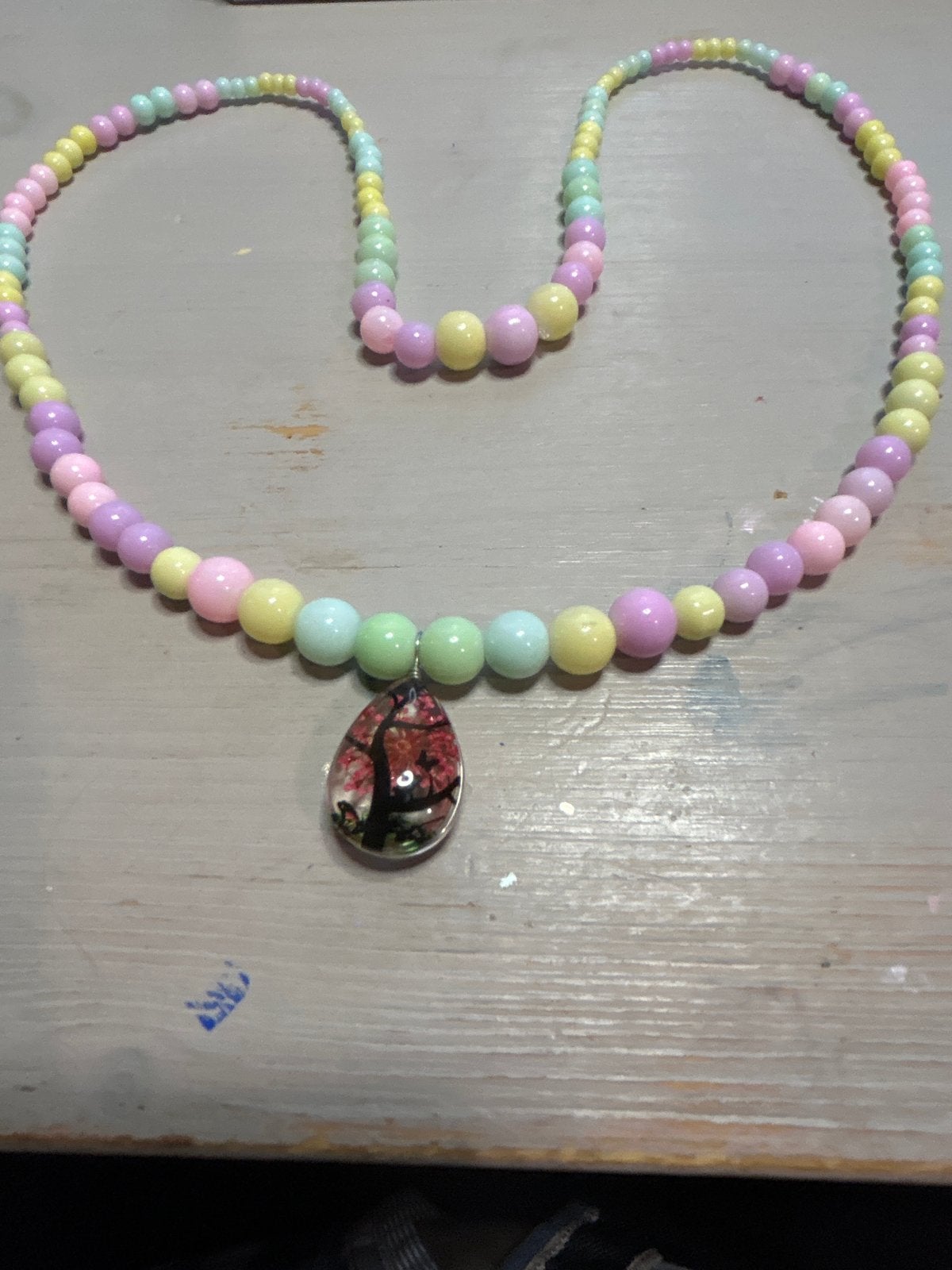 Kleurrijke kralenketting met levensboom hanger, Overige kleuren, Verzenden, Nieuw, Overige materialen