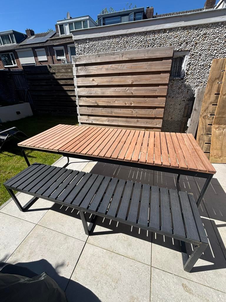 VidaXL Tuinbank 180cm Zwart - Zo goed als nieuw, Ophalen, Zo goed als nieuw, Metaal