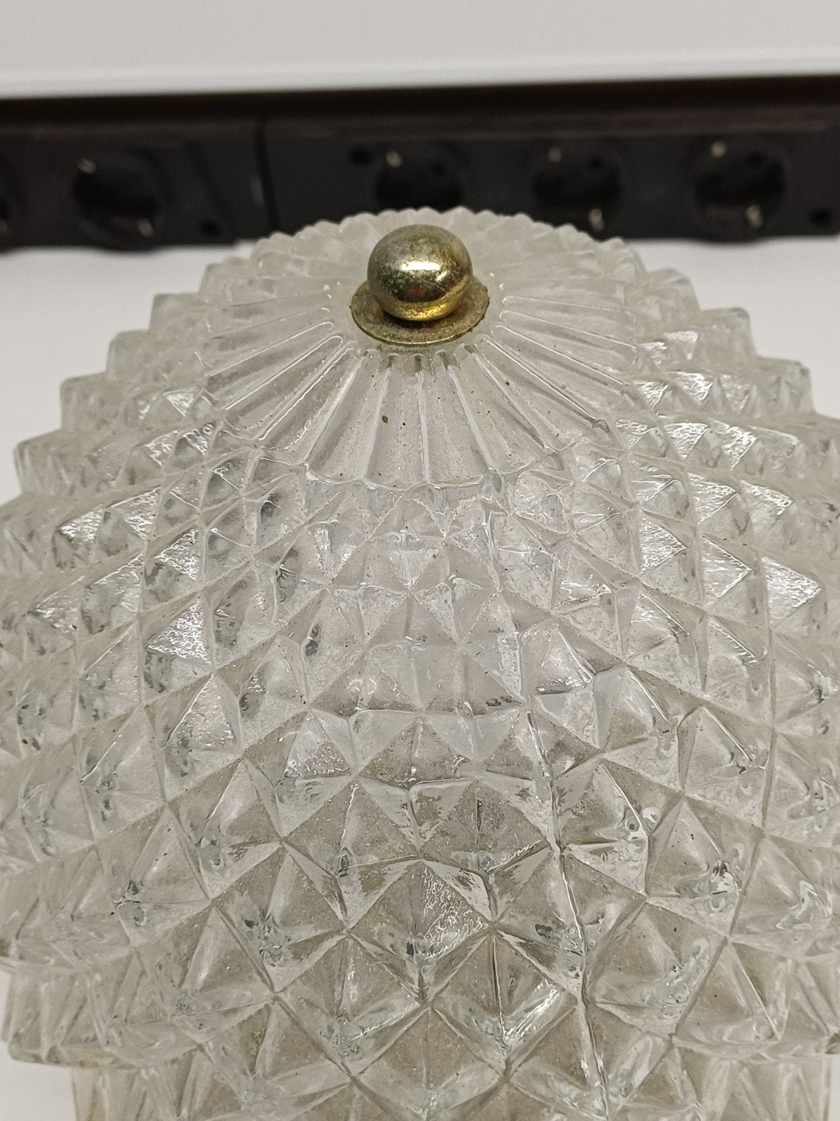 Vintage Ananas Plafondlamp Jaren 60/70 - Glas & Messing, Ophalen of Verzenden