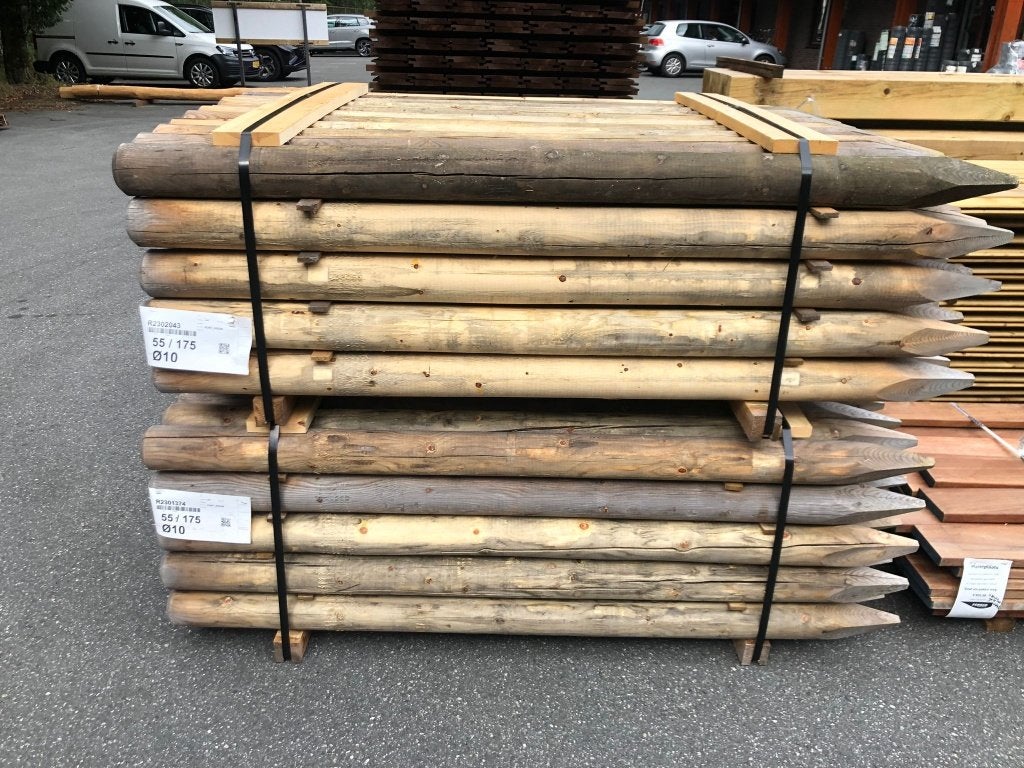 Grenen palen, gefreesd 175xØ10cm Nr. 587, Ophalen, Nieuw, 250 cm of meer, Palen