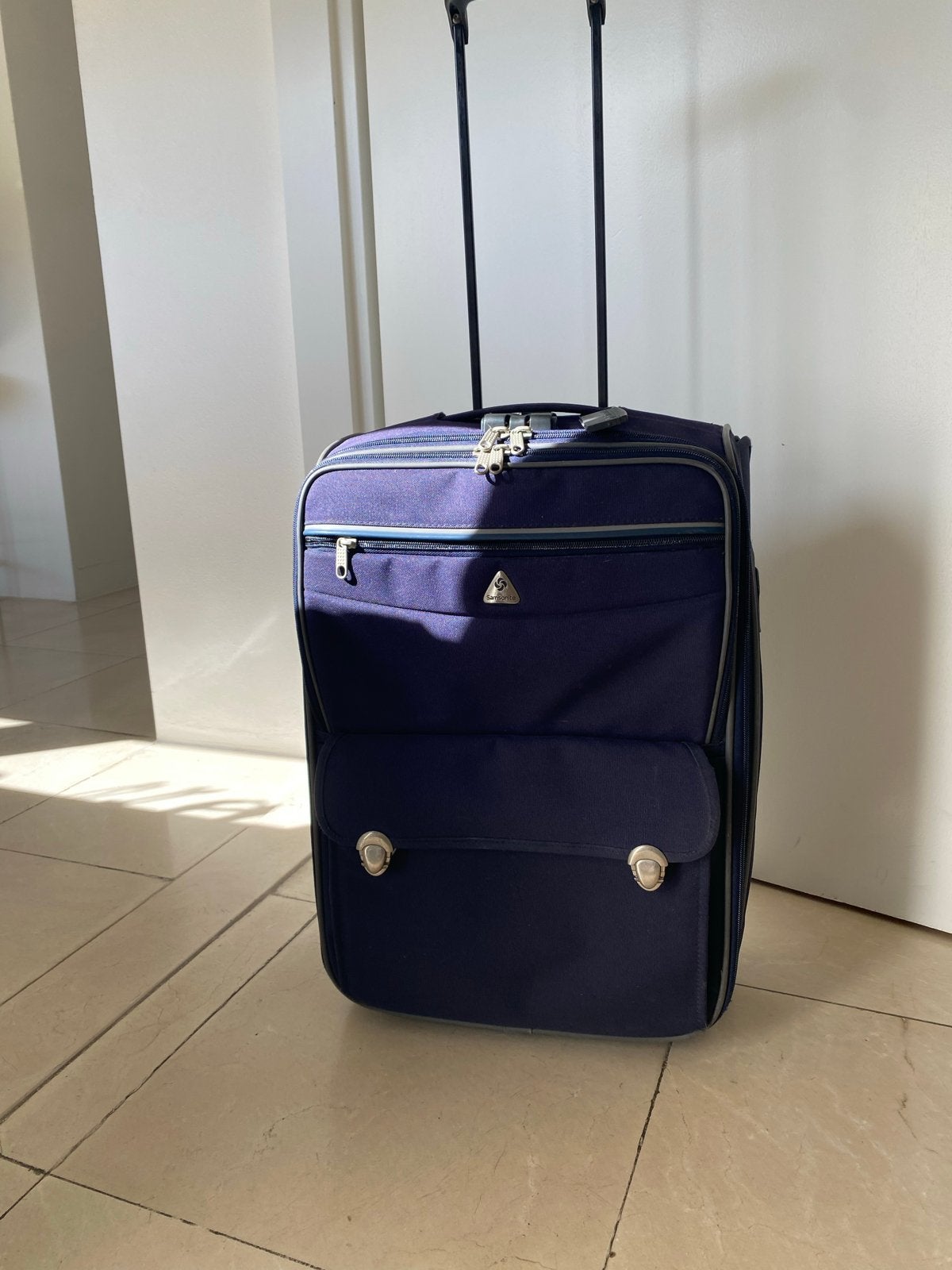Samsonite rolkoffer blauw - 53 cm hoog, netjes gebruikt, Gebruikt, 50 tot 60 cm, Slot, Ophalen of Verzenden