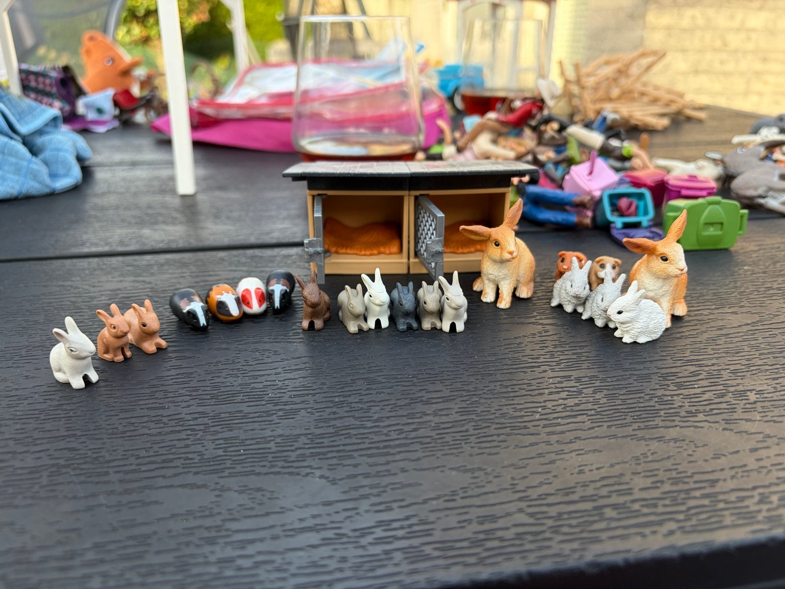 Schattige konijnen en cavia's speelgoedfiguren met hok, Ophalen, Gebruikt, Jongen of Meisje