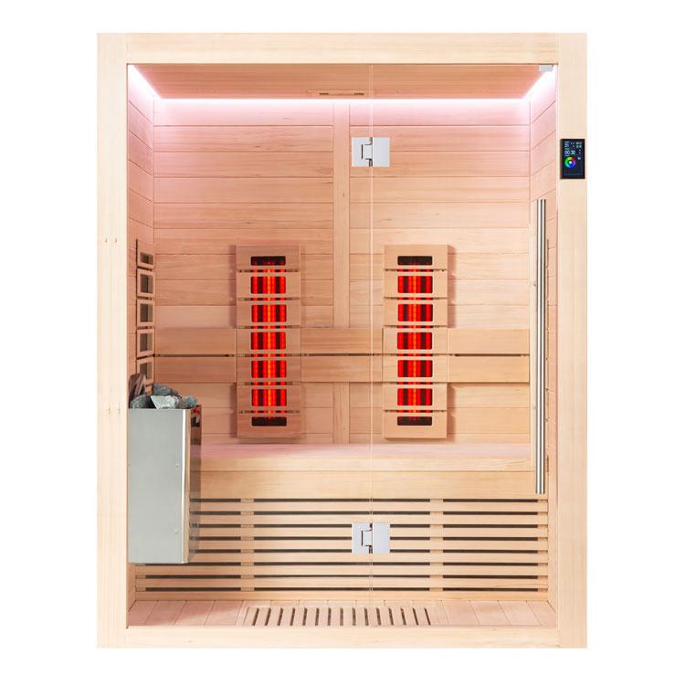 COMBI SAUNA 150X110 | INFRAROOD + FINSE SAUNA, Sport en Fitness, Sauna, Nieuw, Complete sauna, Fins of Traditioneel, Ophalen of Verzenden