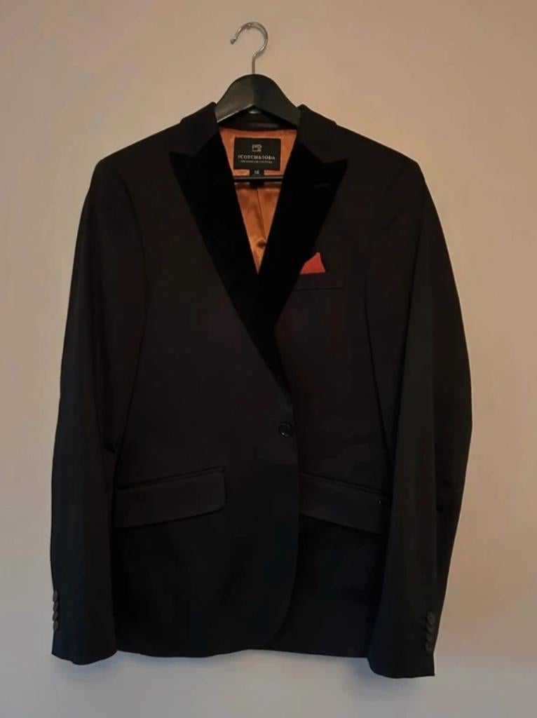 Zwart heren colbert met suede lapel maat 48 Scotch & soda, Kleding | Heren, Maat 48/50 (M), Zwart, Ophalen of Verzenden, Zo goed als nieuw