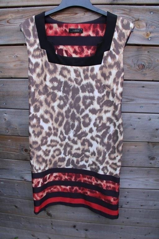 Jurk beige/ bruin/ rood Batida mt 3 (EU40) vaste prijs OPR, Maat 38/40 (M), Beige, Ophalen of Verzenden, Gedragen