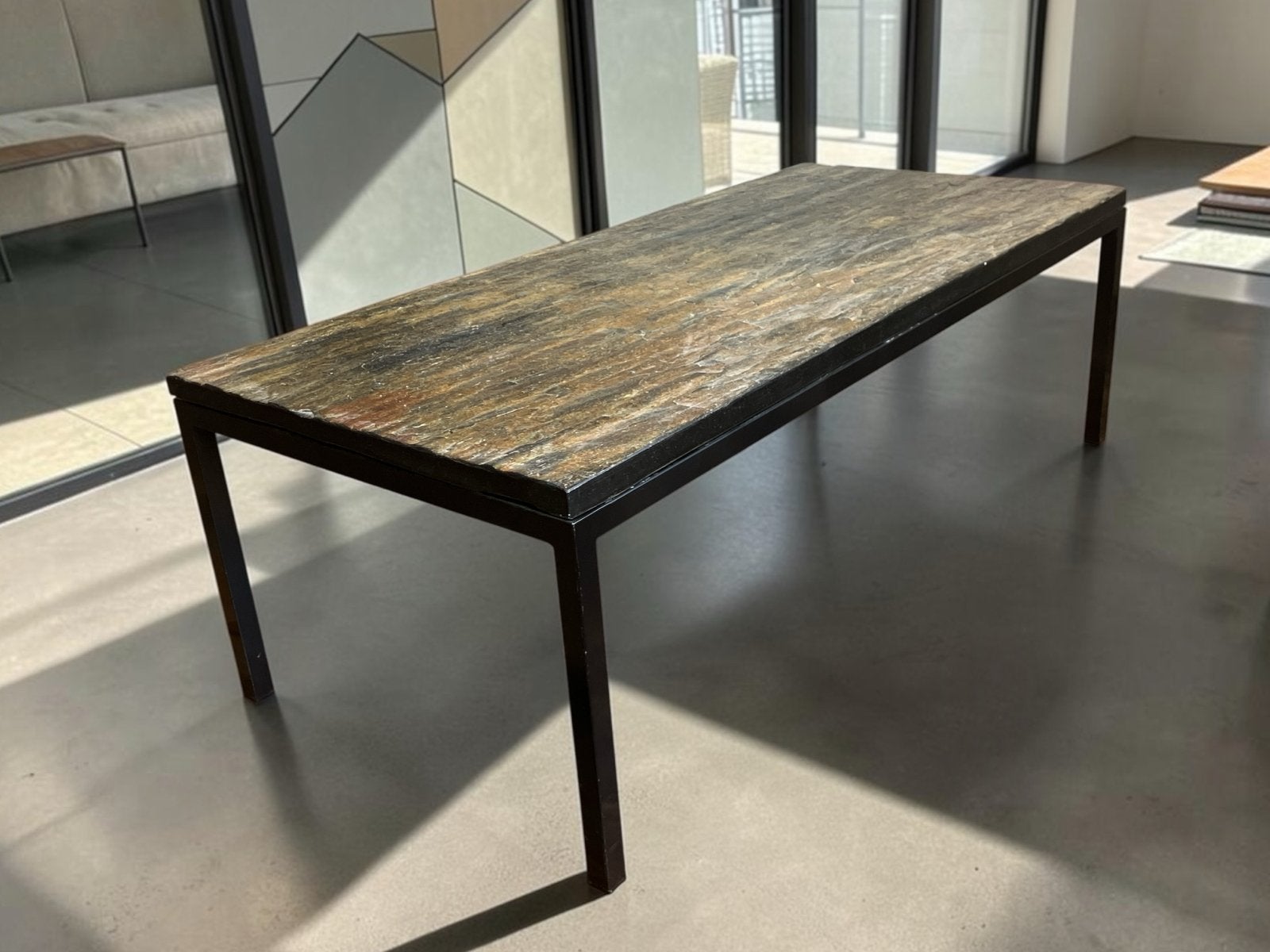 Vintage Mid Century leistenen salontafel 120x55x40 cm, Ophalen, Spectrum of in de style van, 100 tot 150 cm, Mid-Century  t'Spectrum