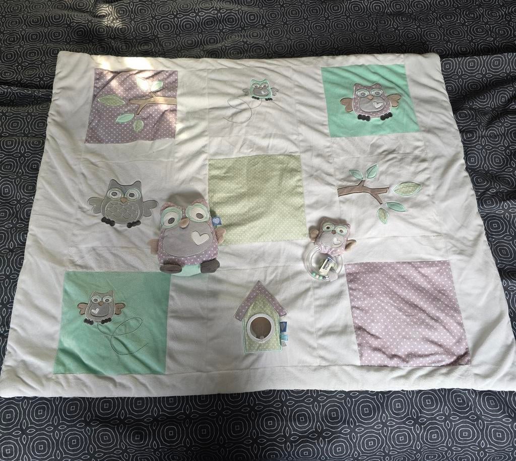 Tiamo boxkleed / speelkleed met knuffel + bijtring Uil, Kinderen en Baby's, Ophalen of Verzenden, Zo goed als nieuw