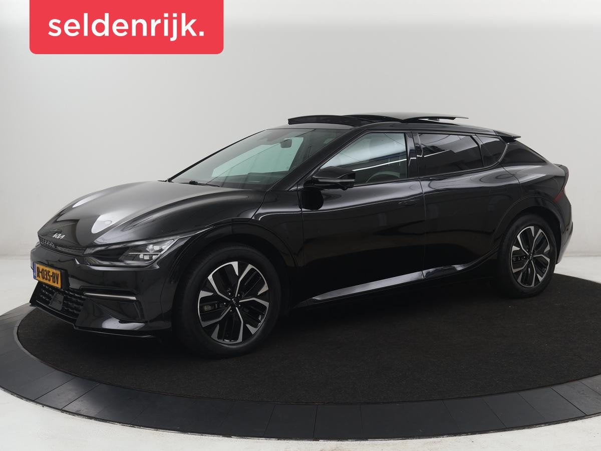 Kia EV6 GT-Line 77.4 kWh | SOH 93,5% | Panoramadak | Stuur e, Auto's, Automaat, 228 pk, Gebruikt, Zwart
