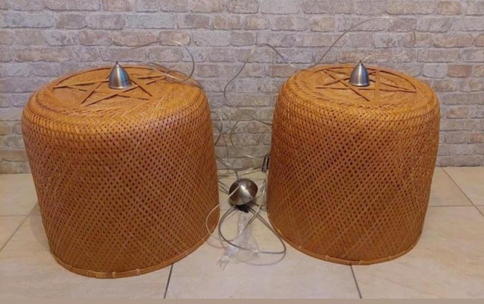 Good&Mojo Hanglamp met 2 Bamboe Kappen, Huis en Inrichting, Lampen | Hanglampen, Ophalen, Bohemian, Scandinavisch, Natuurlijk