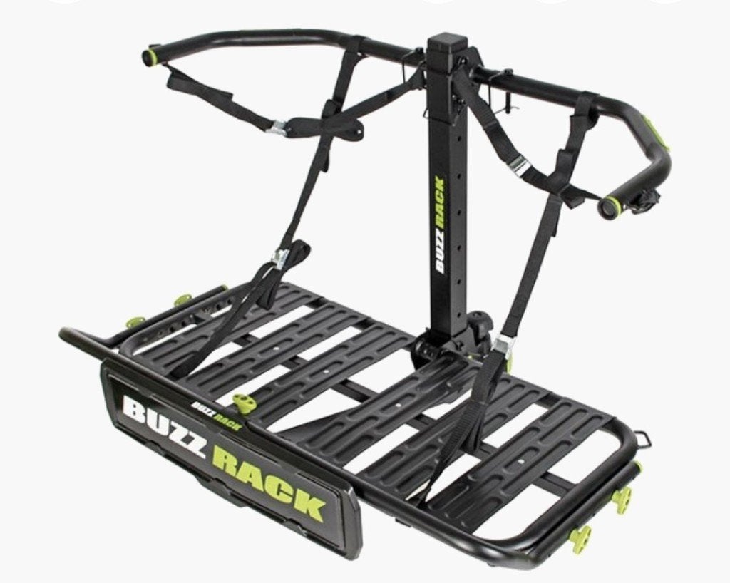 Platform multifinctioneel buzzrack pro10 met LED verlichting, Auto diversen, Ophalen, 2 fietsen, Zo goed als nieuw, Trekhaakdrager