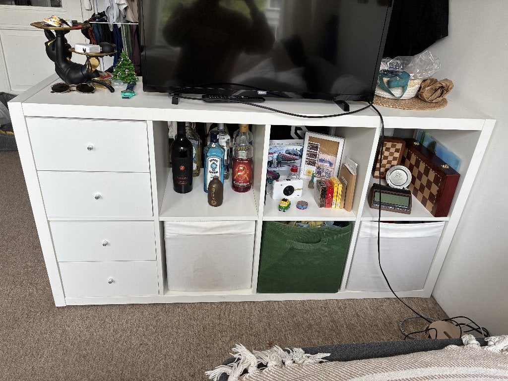 IKEA KALLAX open kast met lade-inzet - wit, Ophalen, Met plank(en), 100 tot 150 cm, Zo goed als nieuw