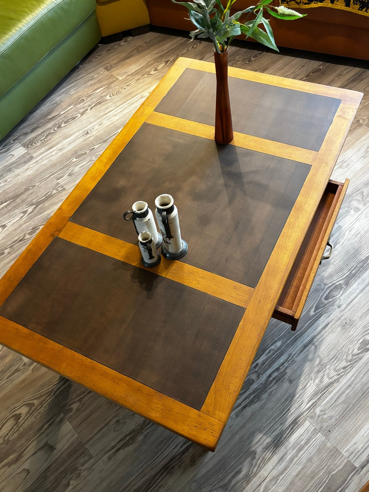 Gerenoveerde Salontafel met Lade - 123x70x43cm, Huis en Inrichting, Tafels | Salontafels, 100 tot 150 cm, Zo goed als nieuw, Overige houtsoorten