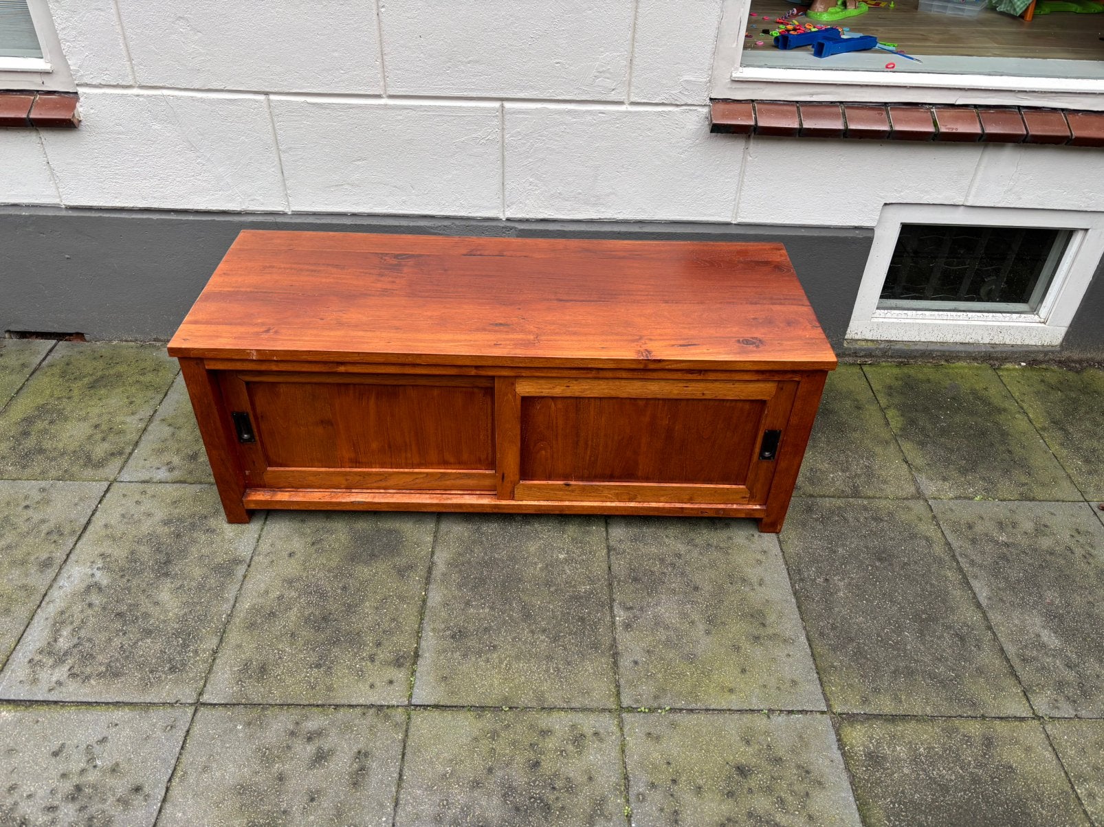 Mooi massief teak houten landelijk tv-meubel, Ophalen, 100 tot 150 cm, Teakhout, Zo goed als nieuw