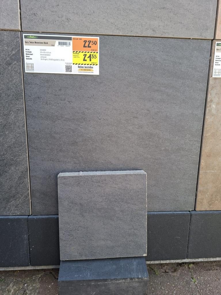 GEZOCHT keramische tegels 60x60 excluton moonstone black, Ophalen, Nieuw, Keramiek, Terrastegels