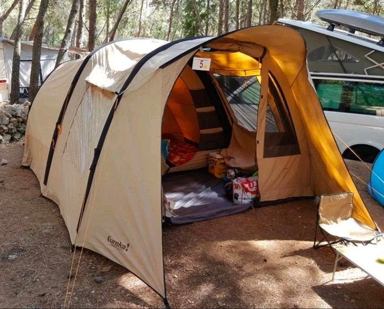 Eureka Santa Cruz Aeris familietent 4à5p, oppompbaar, Caravans en Kamperen, Tenten, Ophalen, Zo goed als nieuw, Tot en met 5