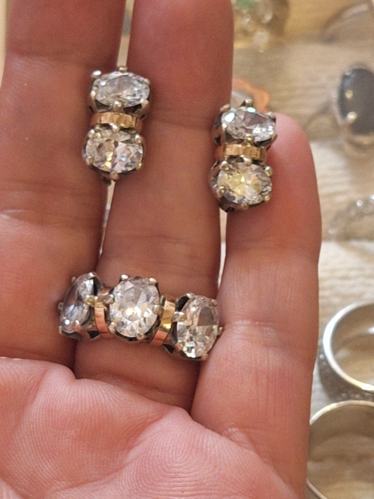 Sieraden set 925 zilver met 375 goud, Verzenden, Zo goed als nieuw, Goud, Zilver