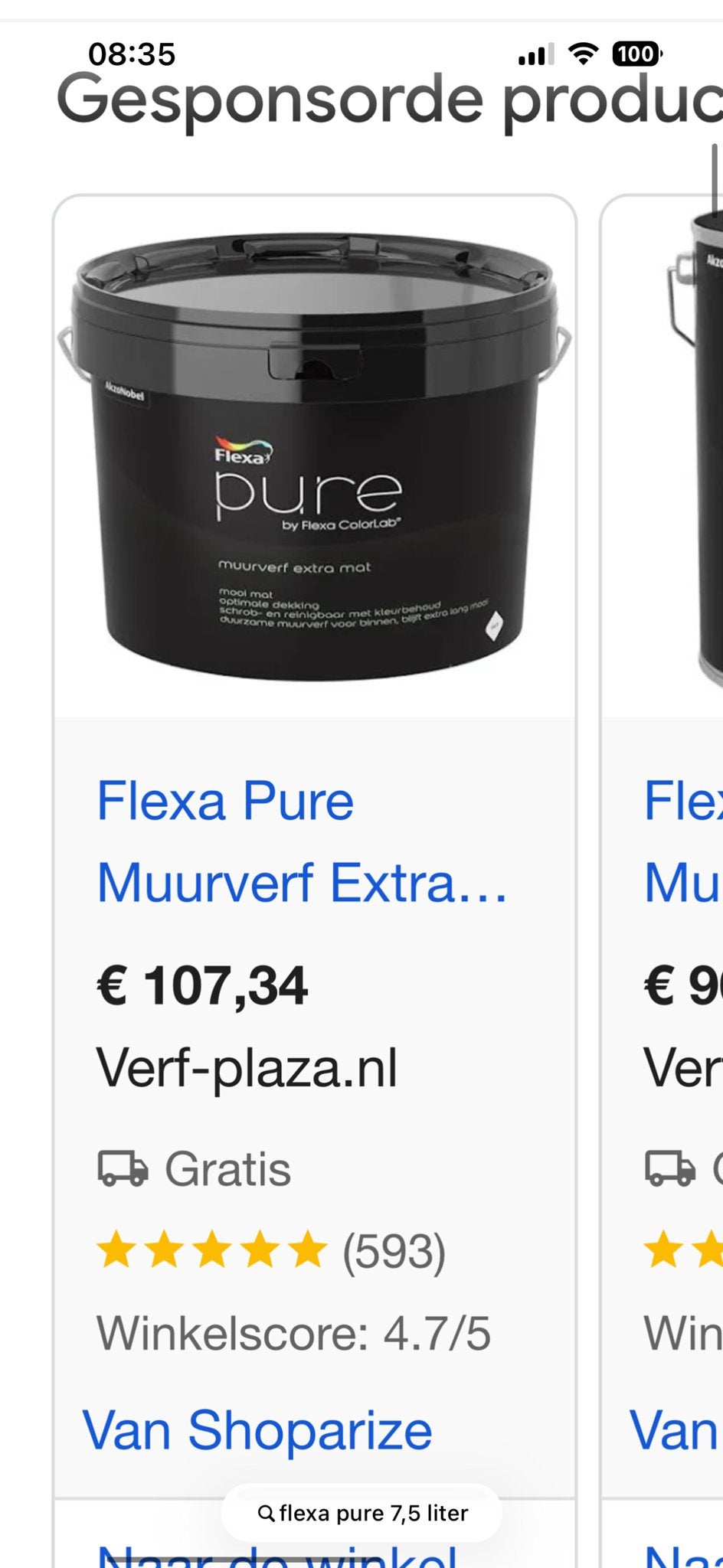 Flexa Pure Muurverf Extra Mat - Subtle Greige 7,5L, Ophalen, 5 tot 10 liter, Nieuw, Verf