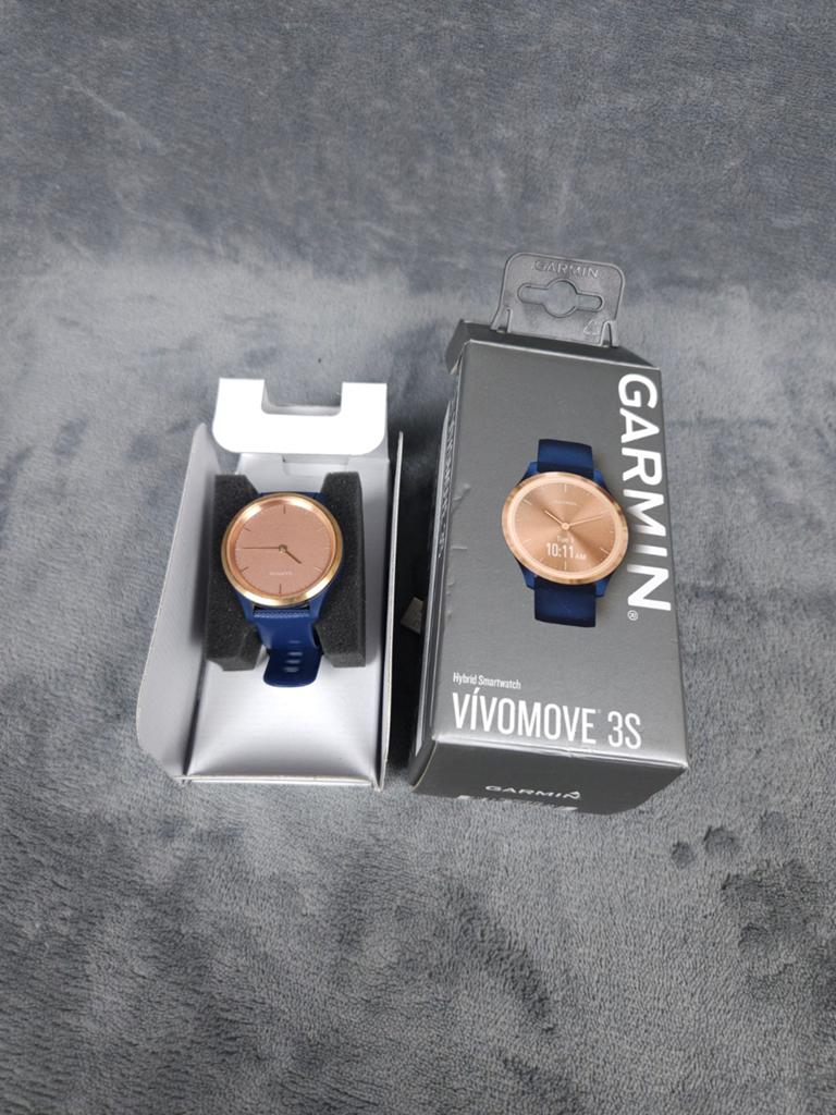 Garmin Smartwatch Vivomove 3S Rose Goud Blauw Hybrid Horloge, Blauw, ., Garmin, Ophalen of Verzenden
