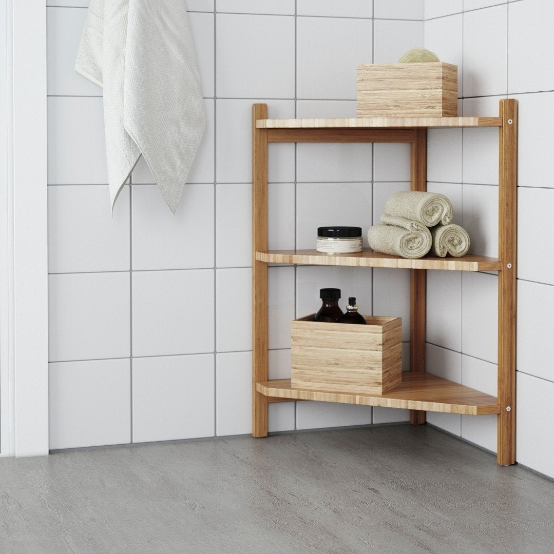 IKEA RÅGRUND Wastafel-/hoekrek, bamboe, 34x60 cm, Huis en Inrichting, Badkamer | Badkamermeubels, Ophalen, Minder dan 50 cm, Overige typen