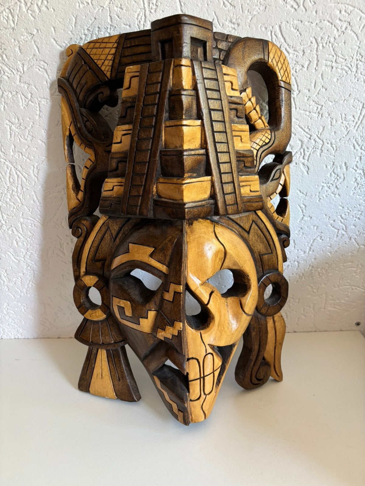 Houten masker uit Mexico, Antiek en Kunst, Kunst | Beelden en Houtsnijwerken, Houtsnijwerk, Ophalen of Verzenden, Handgemaakt