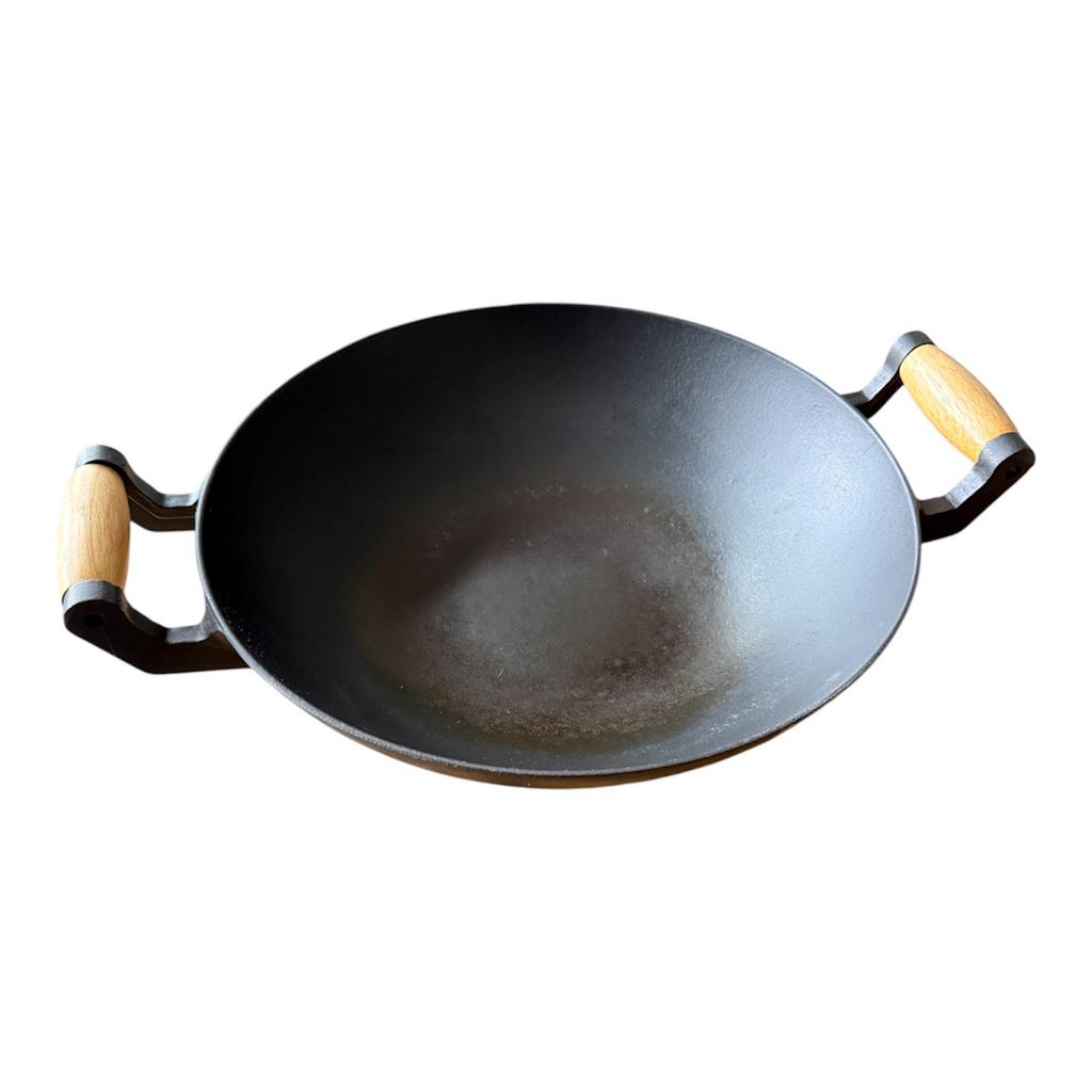 Gietijzeren Wokpan met handvatten, Ophalen of Verzenden, Gebruikt, Gietijzer, Wok