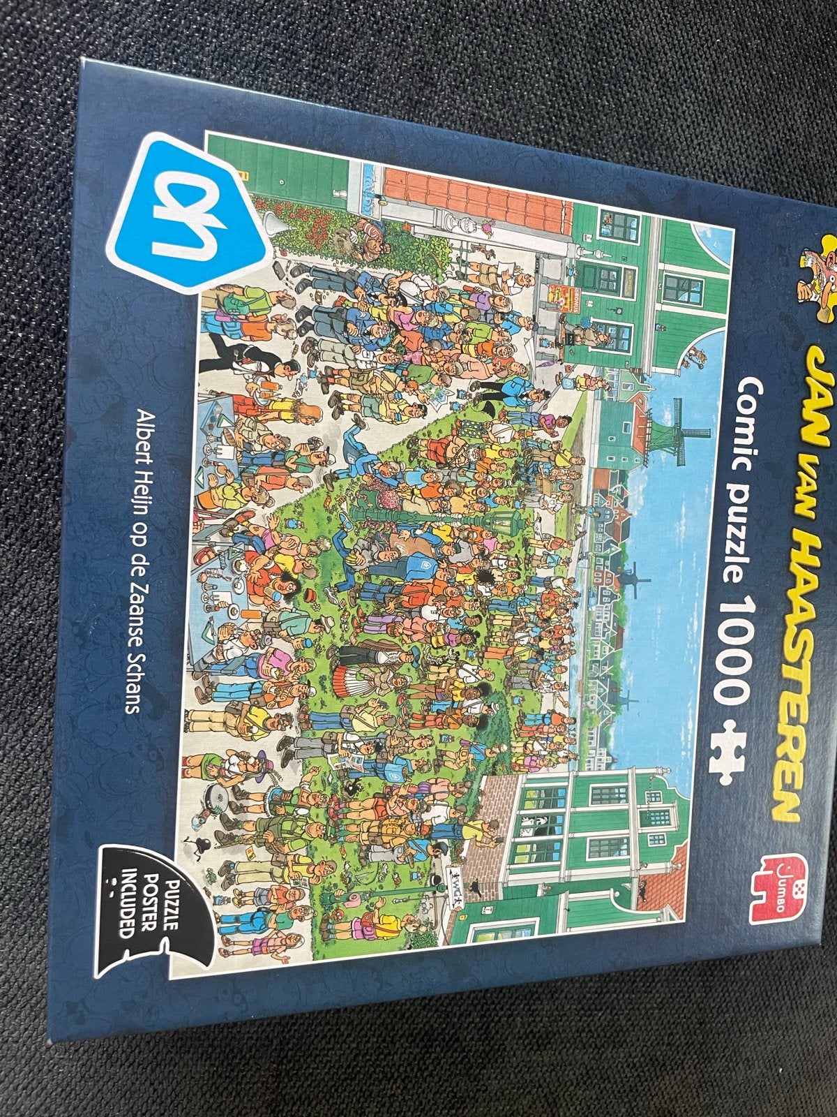 Jan van Haasteren Albert Heijn op de Zaanse Schans 1000 stuk, Hobby en Vrije tijd, Ophalen of Verzenden, 500 t/m 1500 stukjes