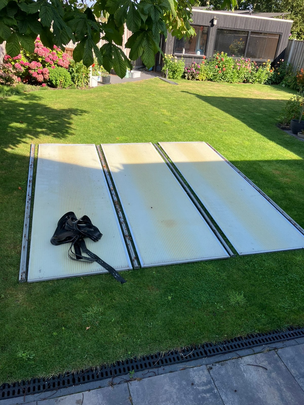 Overkapping, polycarbonaat 16mm platen, Ophalen, Zwart, Kunststof, 15 m² of meer
