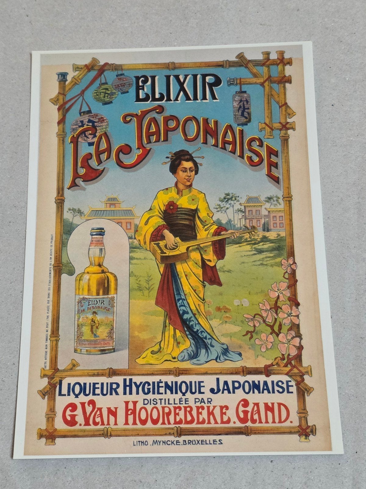 Oude reclamekaart Elixir La Japonaise - Jenevermuseum, Ophalen of Verzenden