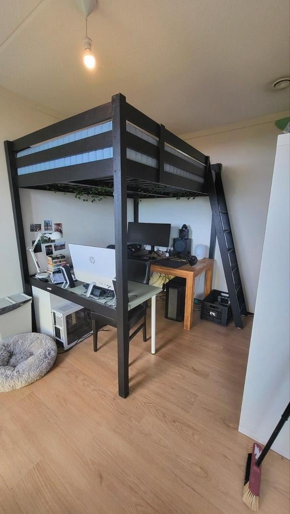 Stora hoogslaper ikea zwart, Ophalen, Gebruikt, Hoogslaper, 140 cm