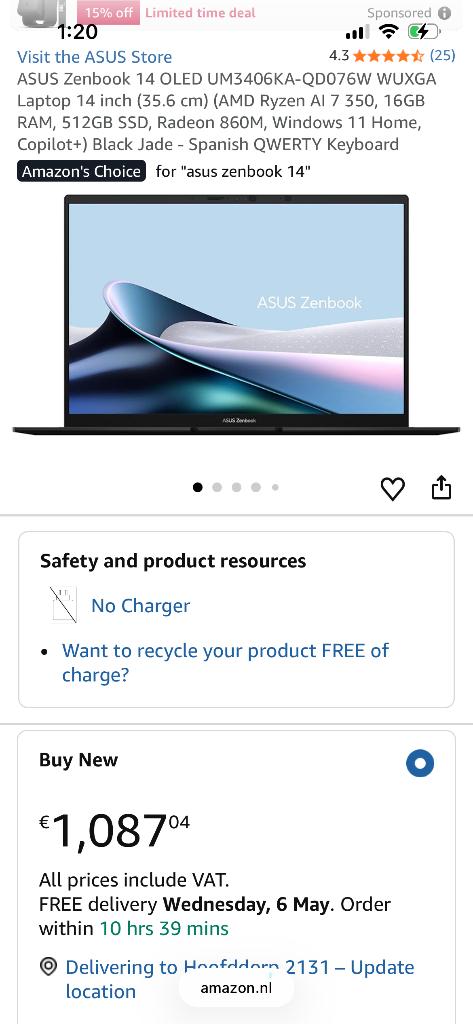 ASUS Zenbook OLED ( 16 GB RAM, 512 GB SSD, Windows 11), Ryzen 7, Asus, Qwerty, 14 inch