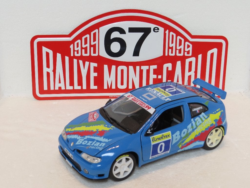 Renault Megane Maxi 0 car Rally Monte Carlo 1999  1/18 UNIEK, Hobby en Vrije tijd, Ophalen of Verzenden, Zo goed als nieuw, Auto