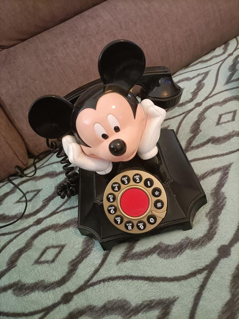 Mickey mouse bureautelefoon vintage 90.s, Ophalen of Verzenden, Mickey Mouse, Gebruikt, Beeldje of Figuurtje
