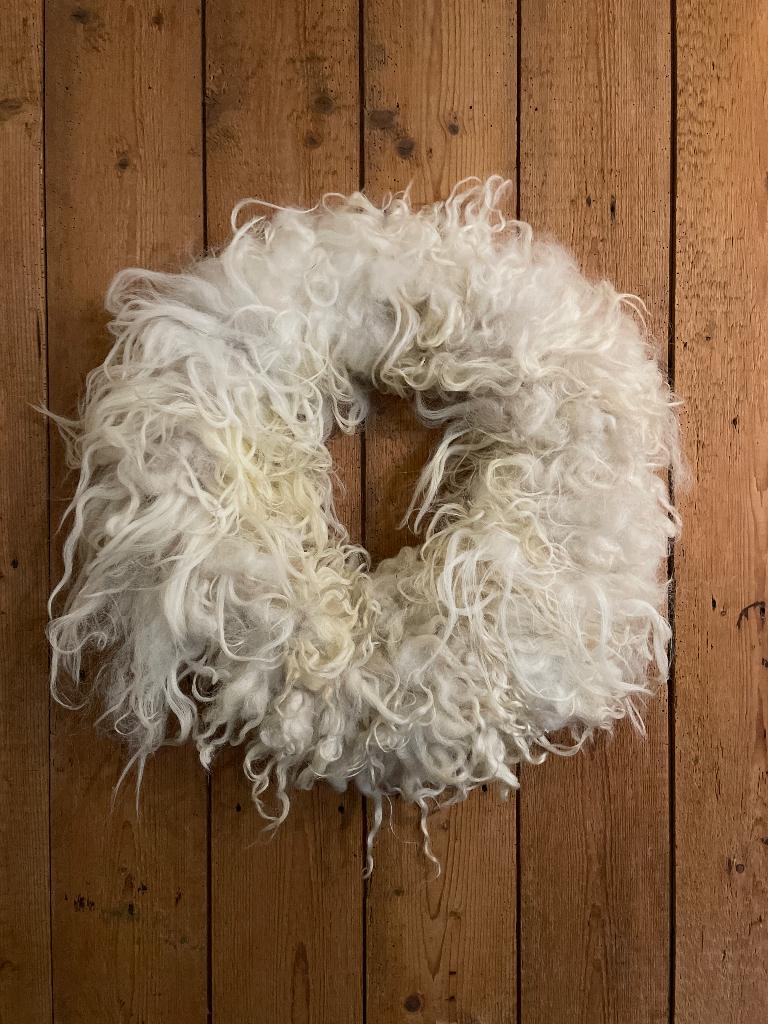 Krans van schapen wol voor aan de deur, muur of op tafel, Ophalen, Nieuw