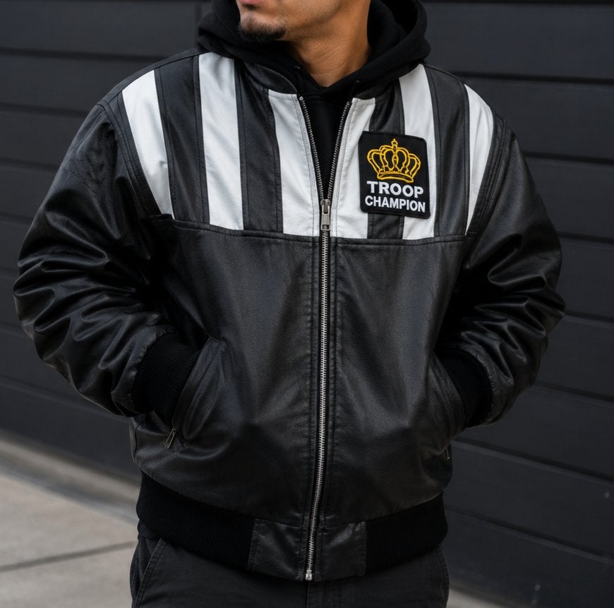 Troop Champion lederen / leren  bomber jack = nieuw = maat M, Zwart, Nieuw, Troop, Verzenden