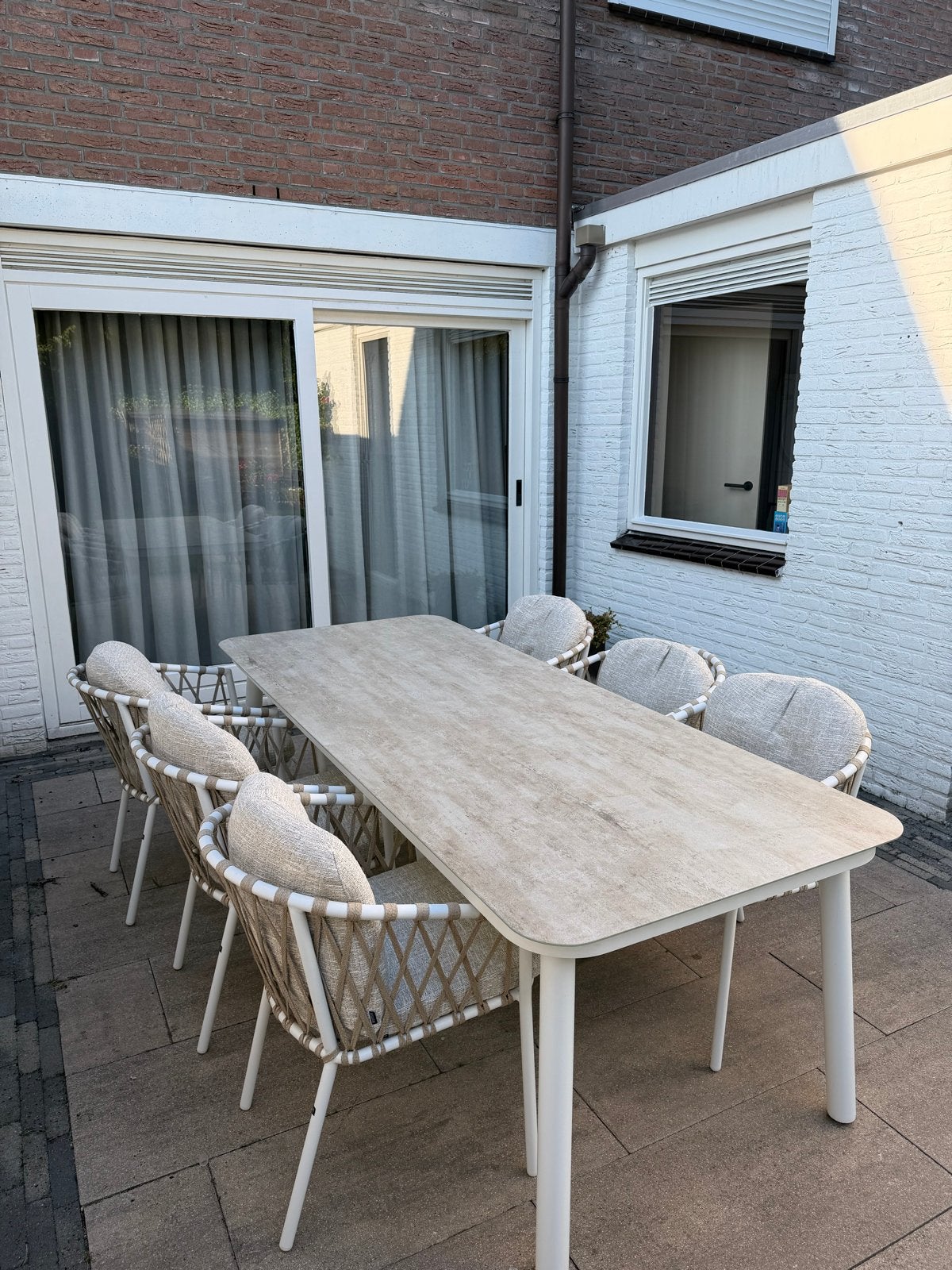 Luxe tuinset met 6 stoelen en grote eettafel, Ophalen, Eettafel, 6 zitplaatsen, Aluminium