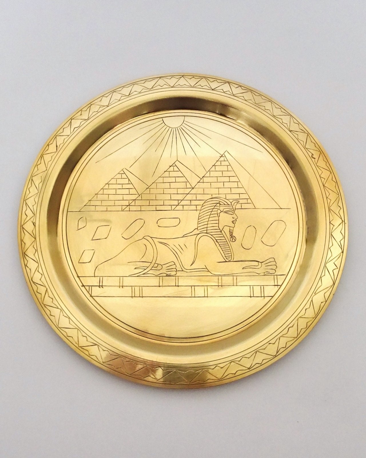 Vintage 60s messing wandbord schaal Egypte sphynx piramides, Verzenden