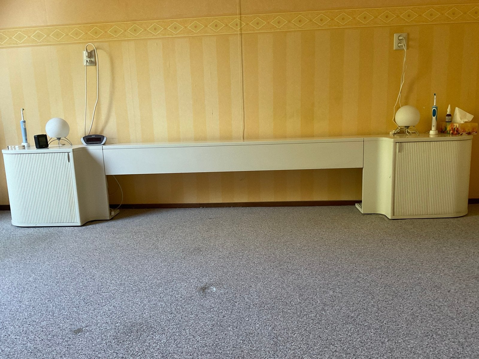 Achterwand met 2 kastjes Auping Auronde (wit), Ophalen, Gebruikt, Overige materialen, 200 cm of meer